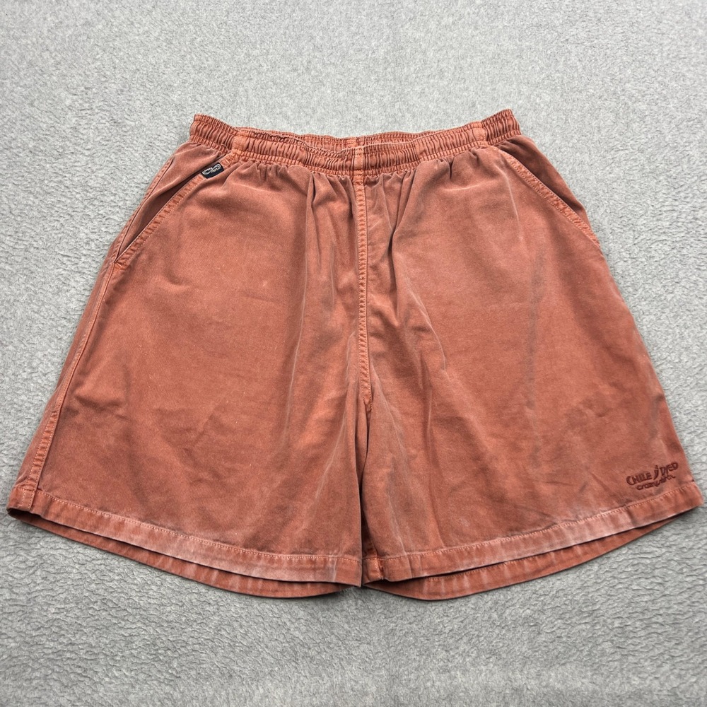 Crazy Shirts Hawaii Chile Dyed Shorts Mens Large Orange Twill Pull On Stretch